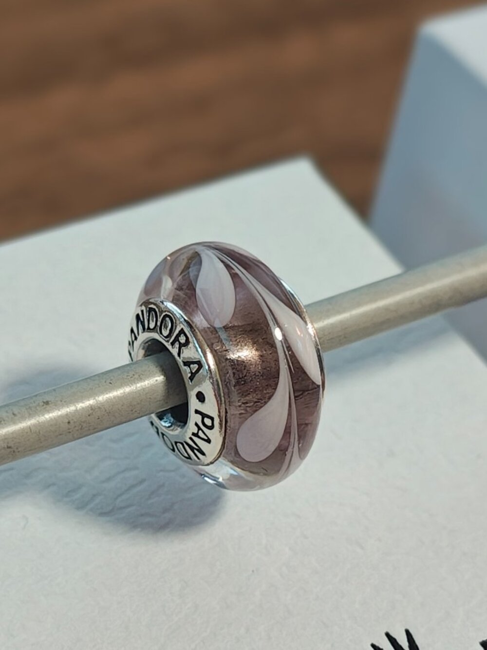 Authentic Pandora Retired Purple and Pink Swirl Murano Glass Charm – 790677